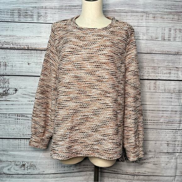 LOFT XL Boucle Sweatshirt & Skirt Set Drawstring Waist Marled Knit EUC - Picture 7 of 11